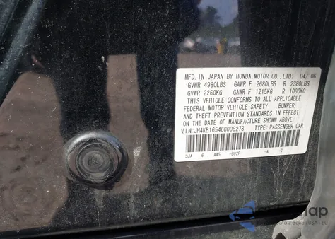 2006 Acura Rl 3.5 z USA, uszkodzony, nr VIN JH4KB16546C008278